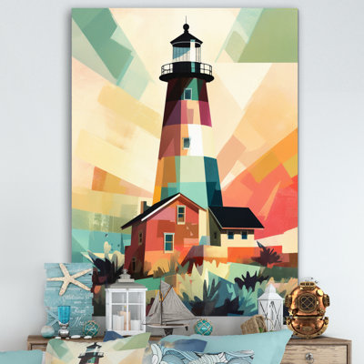 Seaside Lighthouse I - Coastal Framed Canvas Art Print