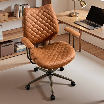 Fauteuil de bureau ergonomique avec accoudoirs, cuir synthétique ou suède, pivot réglable pour la maison, le dortoir, le meuble-lavabo et le bureau