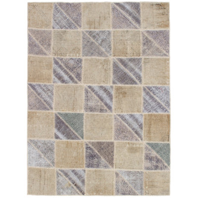 Tapis zone en laine beige/mauve 4 pi 9 po x 6 pi x 6 po main one-of-kind-noué la 2010s kosak Mikonos