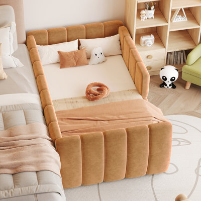 Upholstered Floor Daybed with Removable Guardrails
