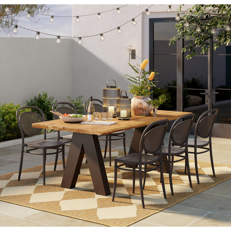 Farrah Stacking Patio Dining Side Chair, Black