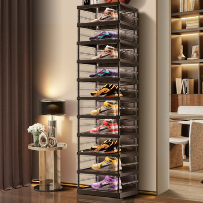 Armoire de rangement pour chaussures empilable en plastique 20 paires pour un vestibule facile à assembler