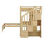 Lit superposé simple au-dessus de simple en bois avec bureau intégré, compartiments de rangement, tablettes et escalier en bois-1817848828