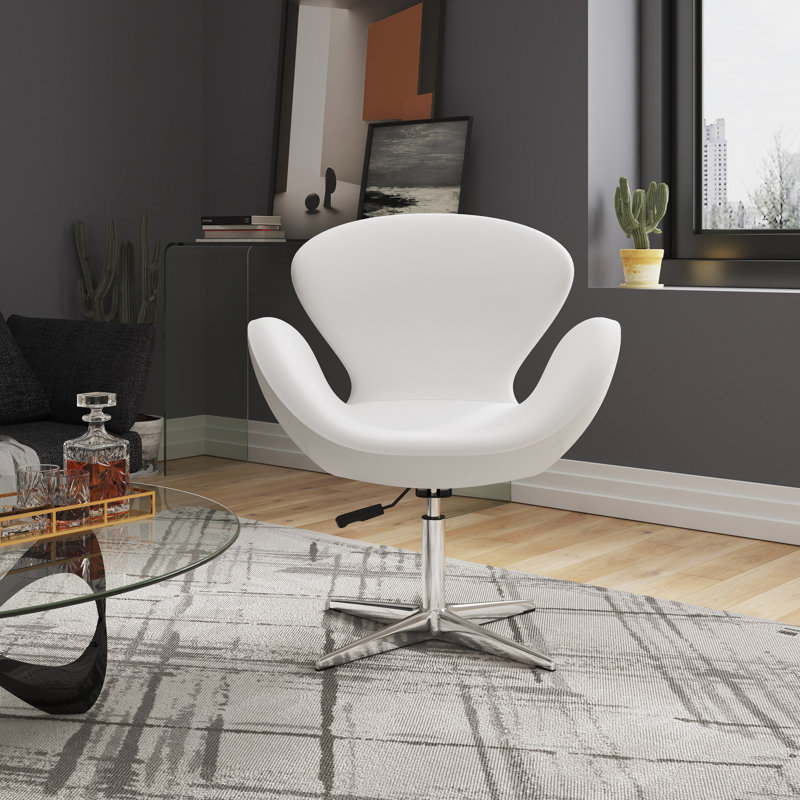 Fauteuil ballon pivotant rembourré en laine Raspberry, Blanc