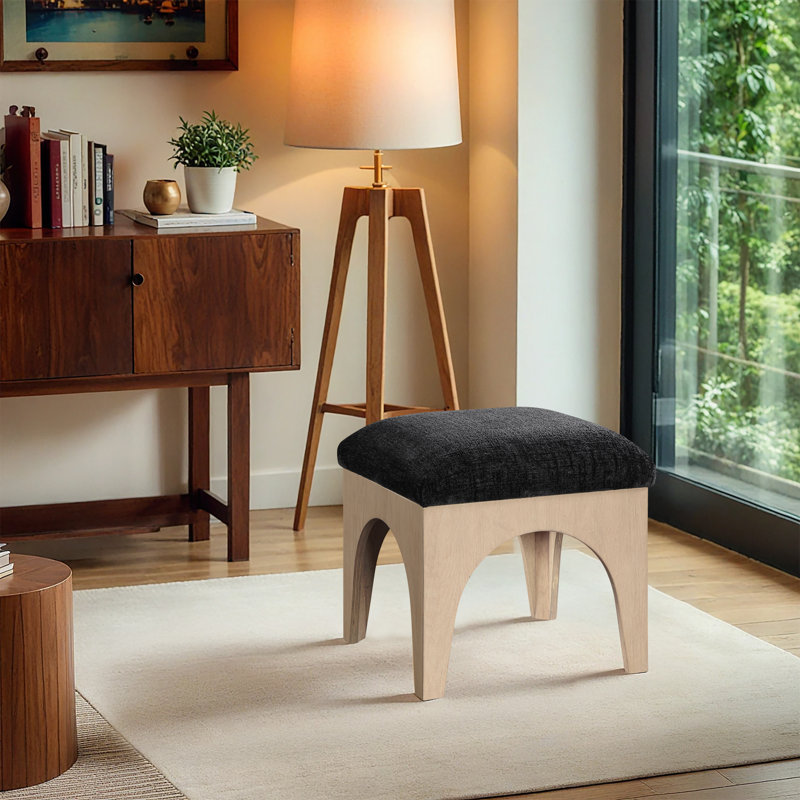 Repose-pieds Lawson, Naturel, Tissu chenille noir