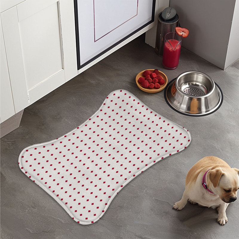 Red Polka Style - 1 Piece Bone Shape Feeding Mat