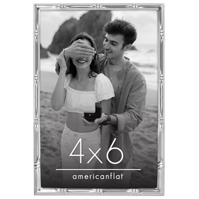 Picture Frame with Bamboo-Style Molding and Shatter-Resistant Glass - for Tabletop or Wall Display