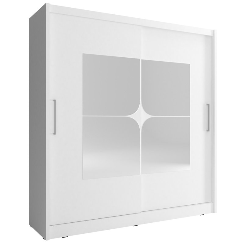 Dahabo 2 Door Solid + Manufactured Wood Wardrobe, White, 200cm H x 180cm W x 62cm D