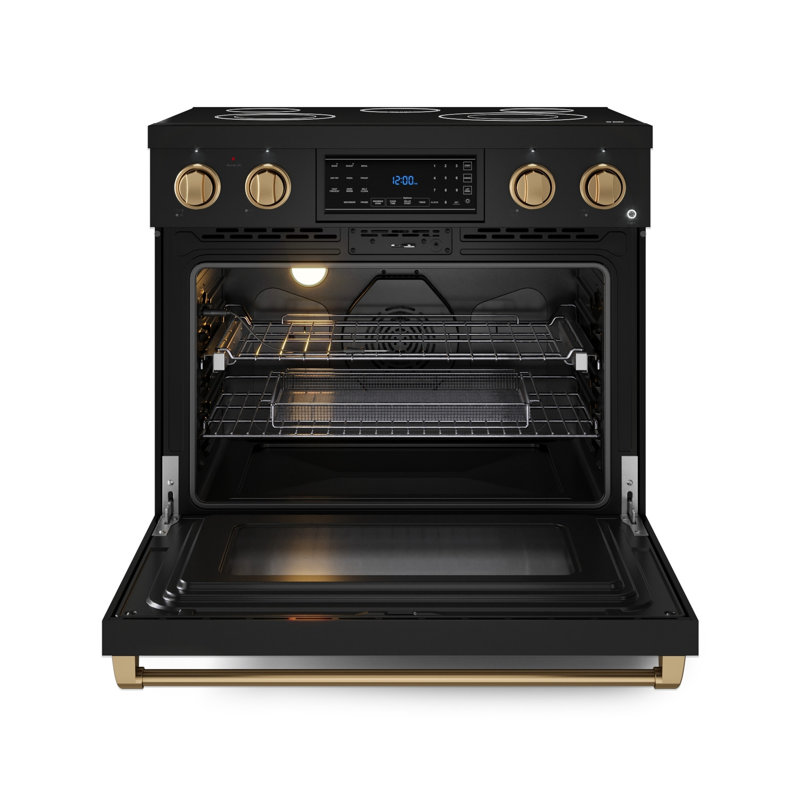Cuisinière électrique professionnelle à panneau inclinable de 36 po Gordon Ramsay par THOR Kitchen , Noir mat / bronze