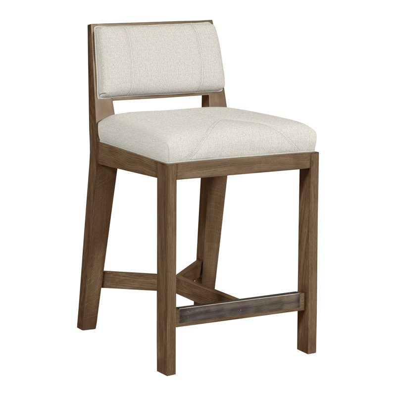 Thom Filicia Solid Wood 26.5" Counter Stool, Hampton, Nomad Snow Crypton® Chenille