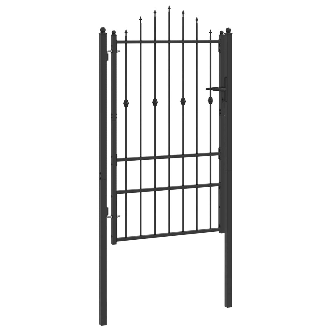 Vidaxl Fence Gate HORST Black Metal Outdoor Barrier Security Perimeter Modern