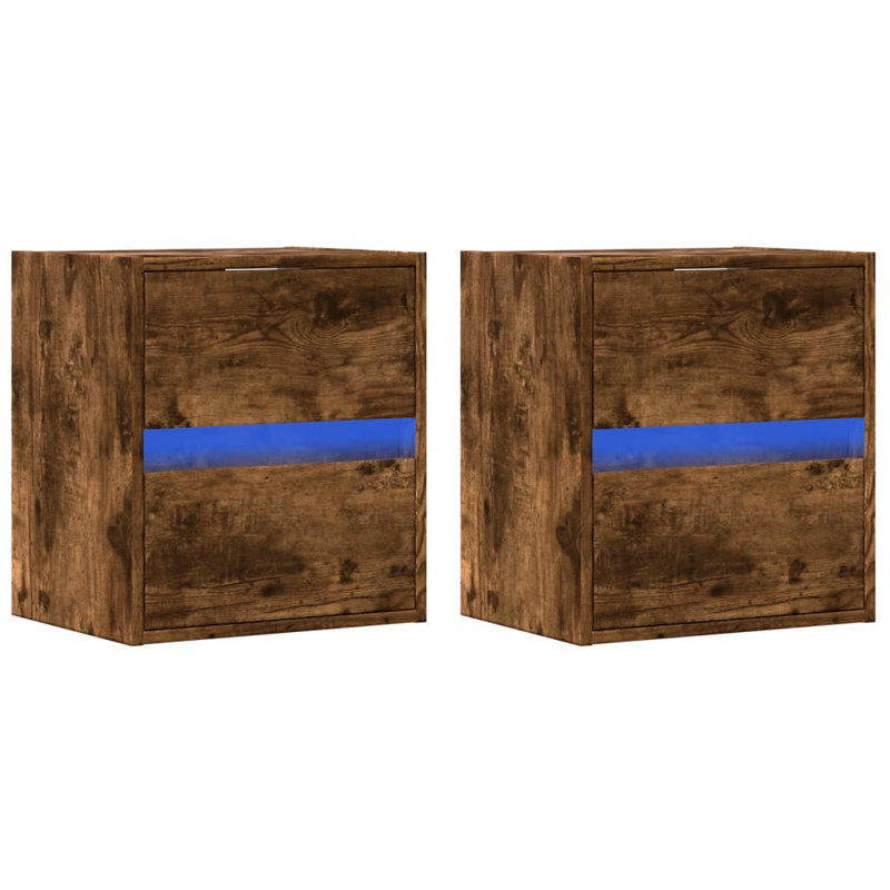41cm W Manufactured Wood Bedside Table, Smoked Oak