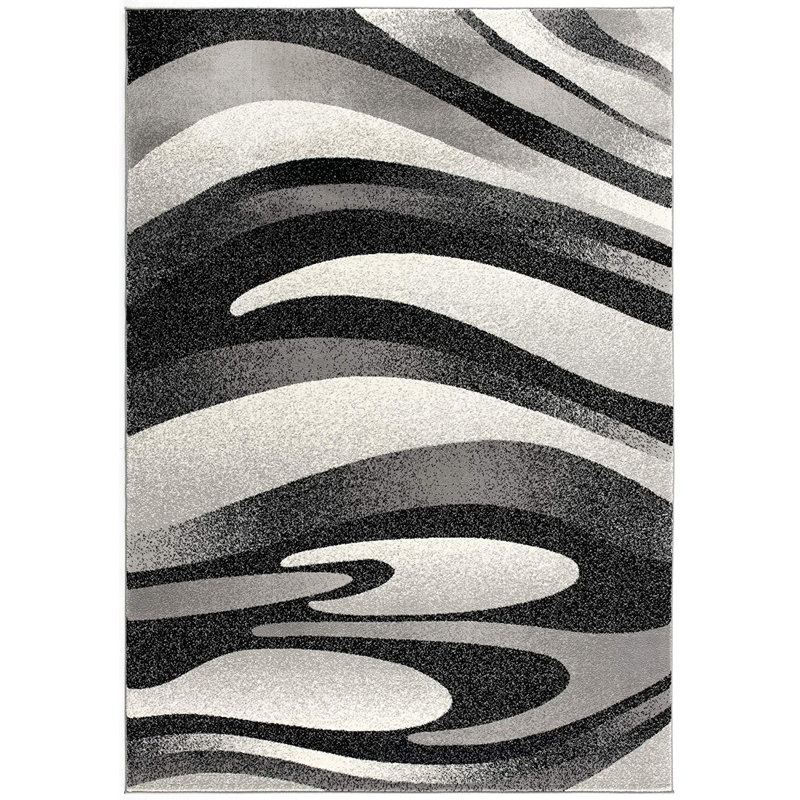 Tapis gris à motif abstrait Dillup-Jones, Rectangulaire 2 pi x 4 pi