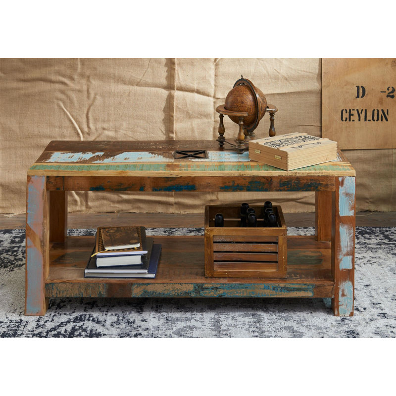 Nature Of Spirit Solid Wood Four Leg Coffee Table with Storage