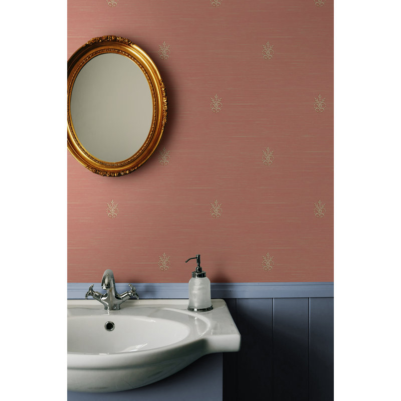Papier peint non teint à motif fleur de lis Seabrook Designs, Rose corail