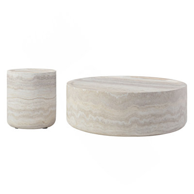 15.75 inch Faux MARS marble Pattern Coffee Tables for Living Room Round Tea table for Living Room, No Need Assembly.