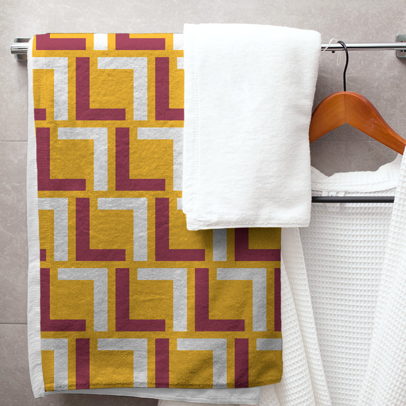 Bath Towel, Yellow/Red/White