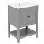 Lavabo de salle de bain moderne élégant en céramique 24 po avec tablette ouverte en bois massif-115688458