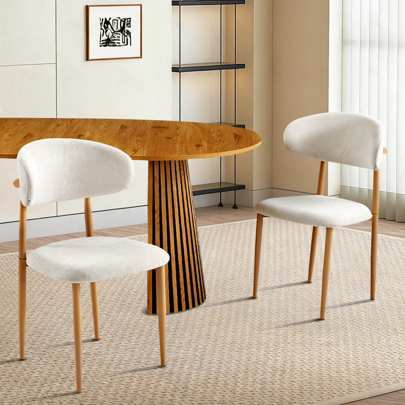 Table de salle à manger extensible en bois massif + ensemble de 2 coussins beiges en hêtre