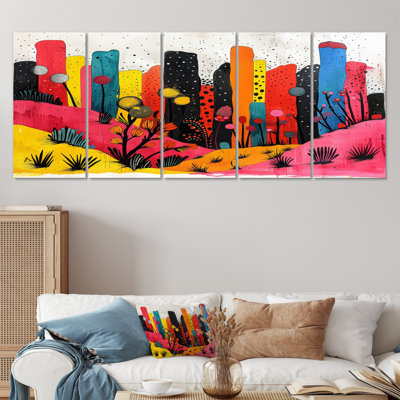 Orange orange, paysage urbain, Pop Art I - ensemble de reproductions d'art mural gratte-ciel