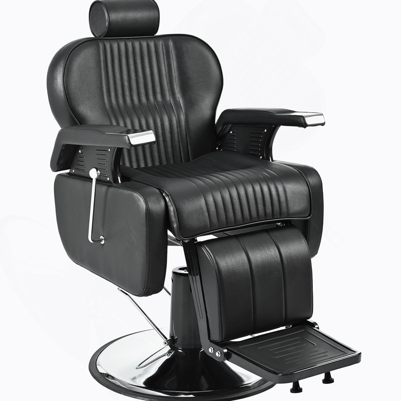 Fauteuil de coiffeur inclinable robuste, fauteuil de coiffeur inclinable hydraulique polyvalent pour salon de beauté, pivotant à 360 ° et réglable en hauteur, pour salon de coiffure et salon de beauté, équipement de coiffage spa, noir