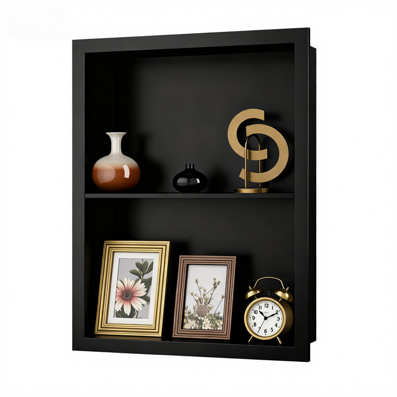 Armoire de rangement encastrée en métal, Noir, H 19,6 po x l 15,6 po x P 3,9 po