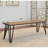 Industrial Wood Bench With Rustic Dark Pine Finish. Versatile For Home. Natural Veneer And Metal Support. 13.56W X 48D 18H. Brown. Assembly Required Industrial-Style Dining Bench. Furniture Piece.