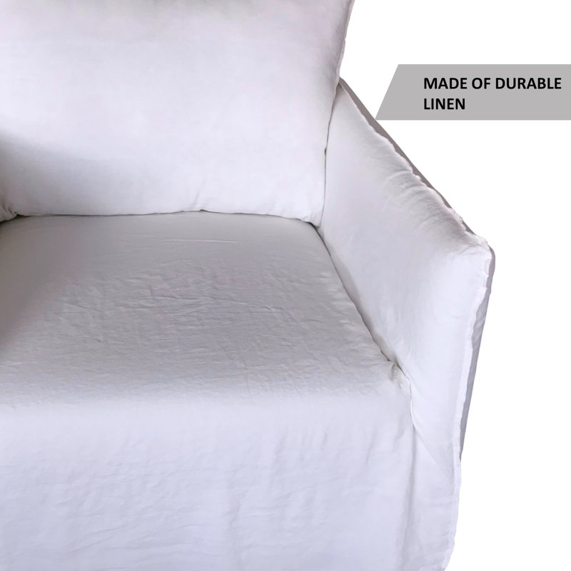 Linen Swivel Slipcovered Armchair