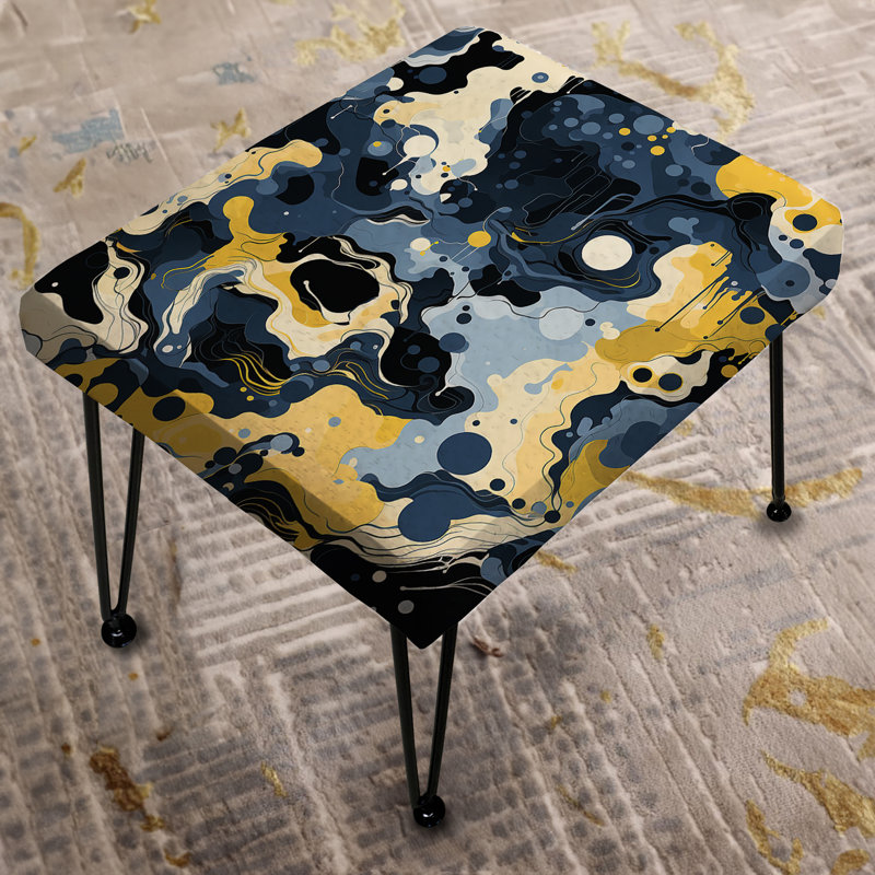 Repose-pieds rectangulaire bleu et jaune Serenity