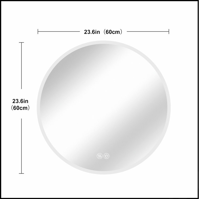 Miroir rond de salle de bain à DEL avec éclairage réglable, antibuée et fonction de gradation pour les salles de bain et les chambres modernes