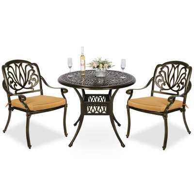 Ensemble bistro rond avec coussins 35,4 po