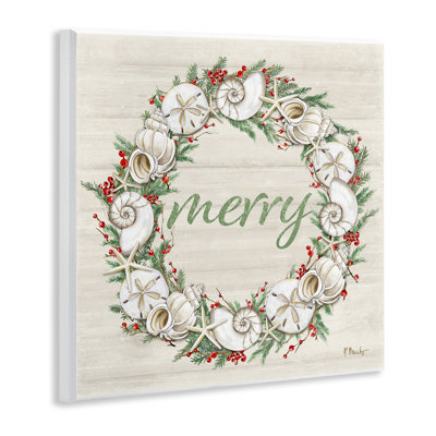  Shells & Festive Holly Wall Plaque Art by Paul Brent