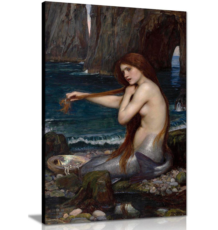 A Mermaid John William Waterhouse by John William Waterhouse - 1 Piece Wrapped Canvas Wall Art, 31cm H x 20cm W