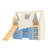 Twin Size House Loft Bed with Sills and Tents, Solid Wood Loft Bed with Ladders and Slide, Chic Design with Lights, No Box Spring Needed, Natural+Blue-1788587916-1788587919