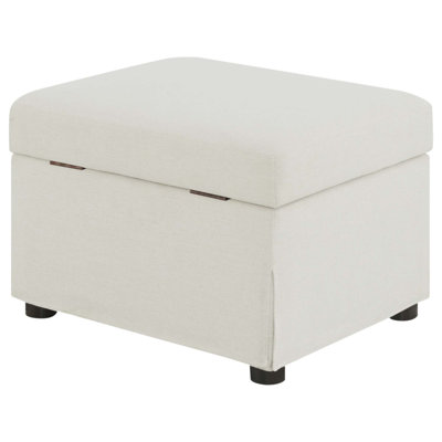 Upholstered Storage Ottoman With Hydraulic Lift Top In Beige
