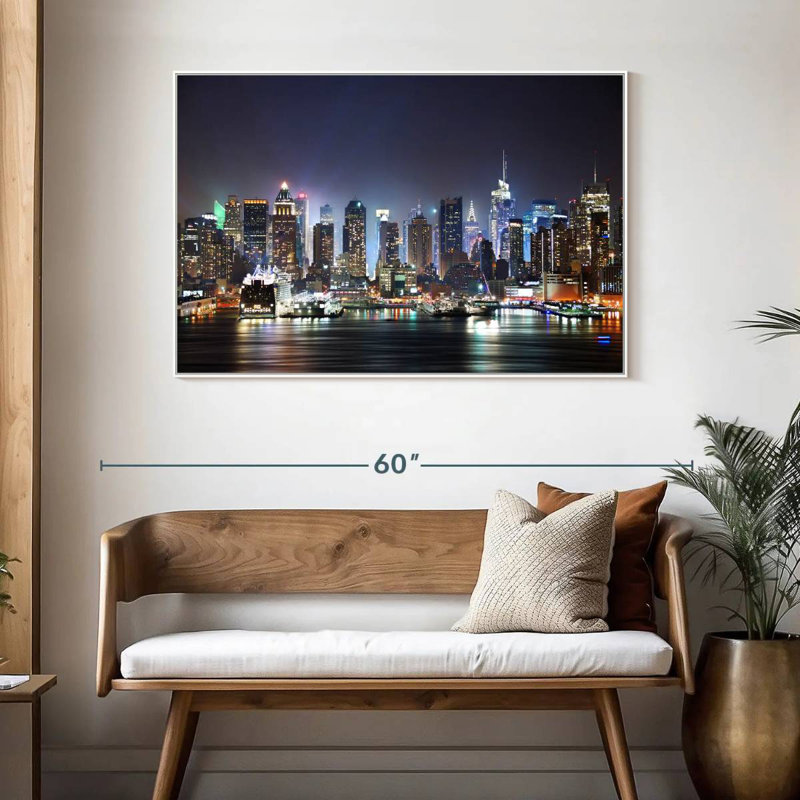 Veilleuses de New York, Cadre flottant blanc, 46 po x 31 po