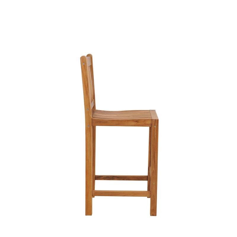 Elzas Outdoor Teak Bar Stool, 30"
