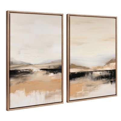 «Beaded Peaceful Landscape I and II», ensemble de toiles encadrées par Amy Lighthall
