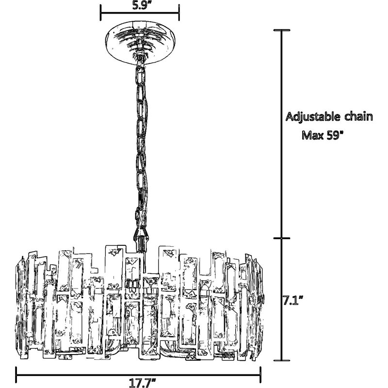 Lustre en cristal moderne à 6 lumières avec cristaux K9 pour chaîne de salle à manger