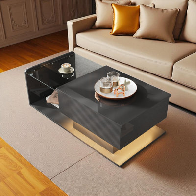 Table basse à plateau relevable avec lumières DEL et rangement caché Eugene