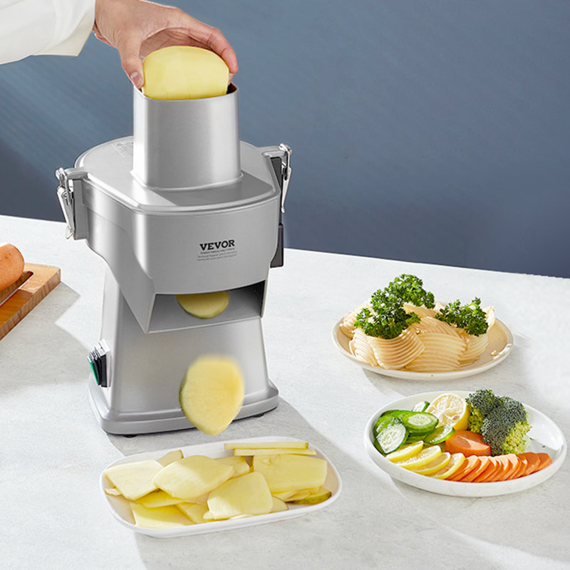 Silver Aluminum 4-in-1 Electric Vegetable Slicer for Commercial Use