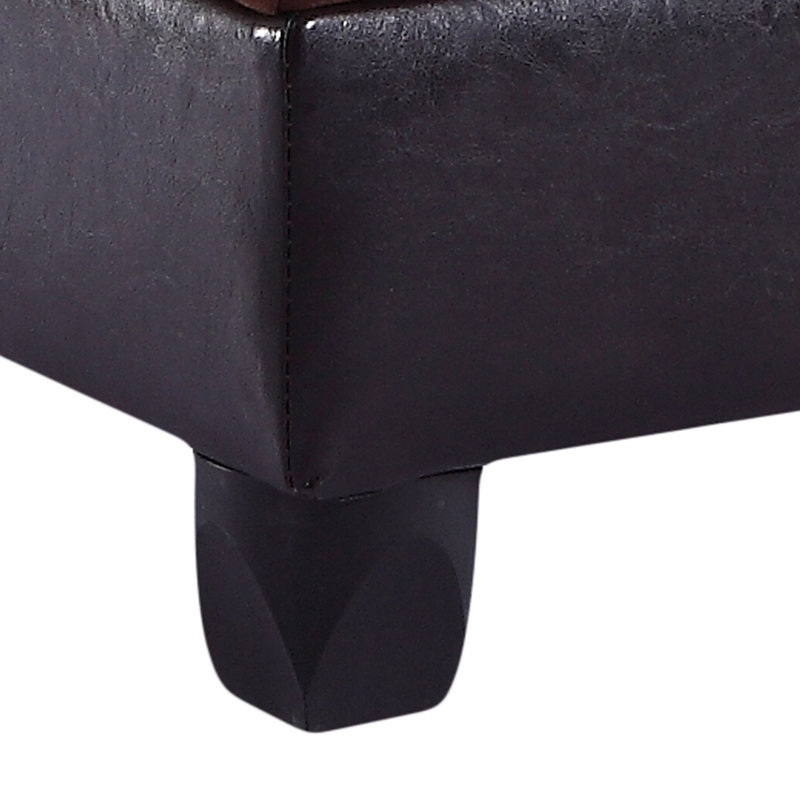 Elegant Chocolate Upholstered Ottoman, Chocolate/Black Microfiber / Microsuede