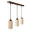 Lustre réglable élégant, placage en bois et structure en métal, 24 à 60,6 pouces | Finition beige et noyer | Comprend 3 x douilles GU10 (10 W maximum) | Éclairage élégant pour la salle à manger, le salon et le vestibule-1833454148