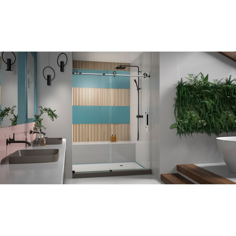 DreamLine Enigma-XT 56 - l 60 po x H 76 po porte de douche coulissante sans cadre au fini tuxedo, 60"