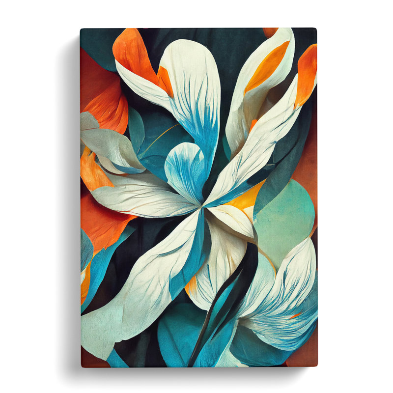 XV1022-374X Abstract Painting Flowers No.1 - Print, Wrapped Canvas, 50cm H x 35cm W, No Matte