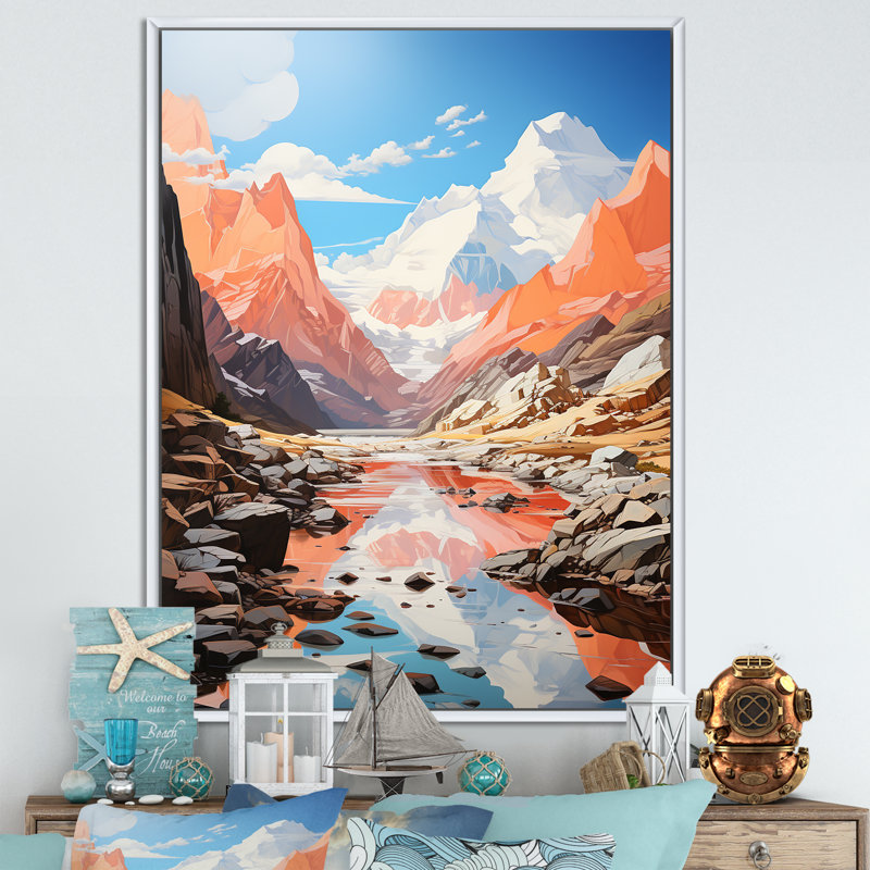 «Winter Glacier Landscape In Canada», reproduction sur toile, Cadre flottant blanc, H 44 po x l 34 po x P 1,5 po