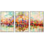 " Bright Colourful Abstract Buildings Block With Reflection Places Cityscape Painting Modern " 3 - Pieces-98696985-98696986