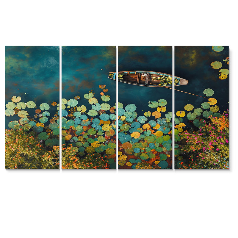 Amauris - Art mural bateau 4 pièces, H 28 po x l 48 po
