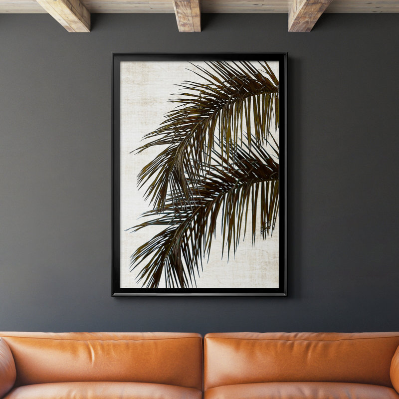 Palm II - peinture sur toile encadrée, Cadre noir, H 26,5 po x l 36,5 po x P 1,5 po