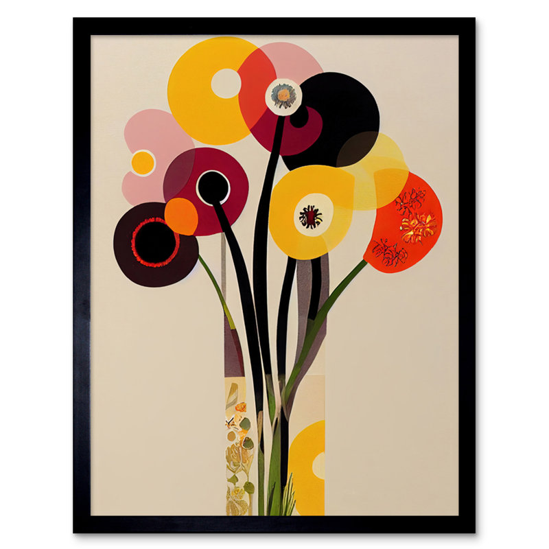 Retro Spring Summer Flowers Floral Vase 1 Piece Single Picture Frame Wall Art, 25.9cm H x 20.6cm W x 1.5cm D
